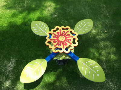 Psagot Playgrounds Clover Spring - rose-themed HDPE and metal spring seesaw for ages 2-5