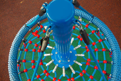 Psagot Playgrounds Pluto - alternate angle showing rope net and steel posts