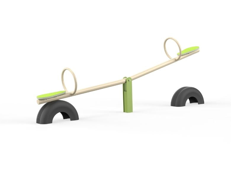 Psagot Playgrounds Walnut - classic two-person seesaw with HDPE seats for ages 5-12