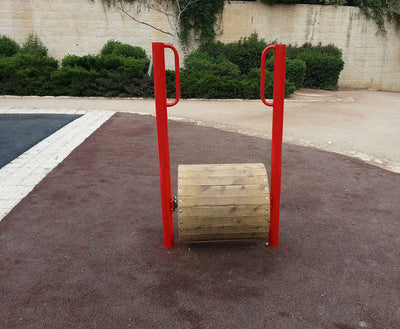 Psagot Playgrounds Barrel Roll - coated drum rotation mechanism detail