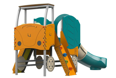 Psagot Playgrounds Cement Mixer - detail of climbing wall with hand and foot holds