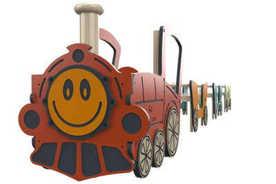 Psagot Playgrounds Happy Train - alternate angle showing train cars with facing benches
