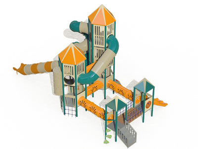 Psagot Playgrounds Nashville Commercial Playground - steel post multi-tower play system for ages 5-12