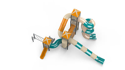 Psagot Playgrounds Madison Commercial Playground - inclusive steel post play system with accessible stairs for ages 5-12