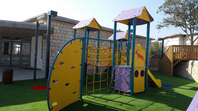 Psagot Playgrounds Providence Commercial Playground - HDPE play system with climbing for ages 5-12