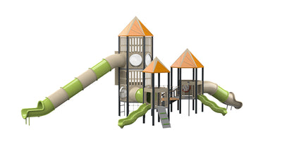 Psagot Playgrounds Carson City Commercial Playground - steel post three-tower play system for ages 5-12