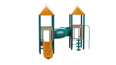 Psagot Playgrounds Fort Worth Commercial Playground - steel post toddler play system with spiral crawling tunnel