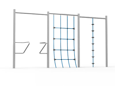 Psagot Playgrounds 3-Way Fitness - three-element upper body training station with pull-up bars and rings