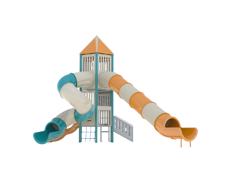 Psagot Playgrounds Cheyene Commercial Playground - steel post play system with two-level tower for ages 5-12