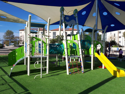 Psagot Playgrounds Jefferson City Commercial Playground - HDPE play system with climbing for ages 2-5