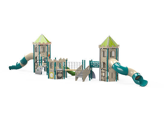 Psagot Playgrounds Trenton Commercial Playground - HDPE toddler play system with climbing towers for ages 2-5