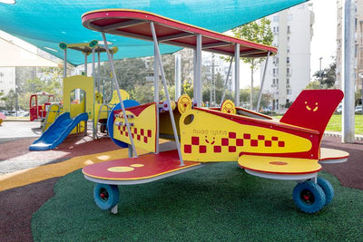 Psagot Playgrounds Biplane - HDPE airplane play structure with seats and steering for ages 2-5