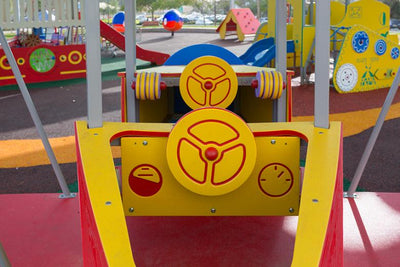 Psagot Playgrounds Biplane - alternate angle showing cockpit with steering wheels