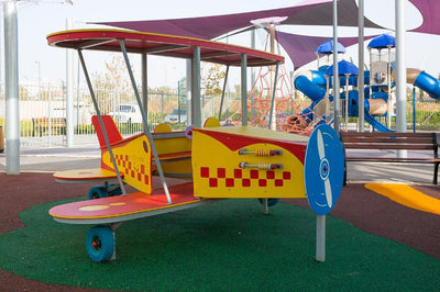 Psagot Playgrounds Biplane - detail of gear shifts and play elements on wings