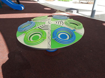 Psagot Playgrounds Hurricane - six-seat HDPE carousel with handholds for ages 5-12