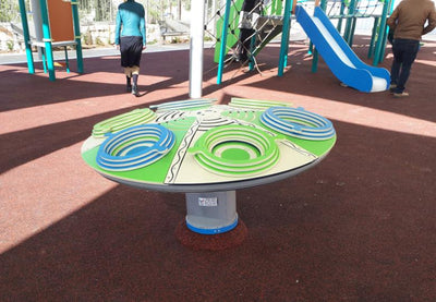 Psagot Playgrounds Hurricane - colorful individual seat and handhold detail