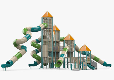 Psagot Playgrounds Springfield Commercial Playground - detail of hexagonal towers