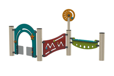 Psagot Playgrounds Lil Track - side view of full obstacle course layout