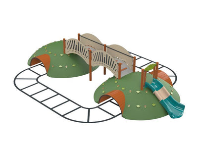 Psagot Playgrounds Hillside Slide - alternate angle showing rubber hills and crawling tunnels