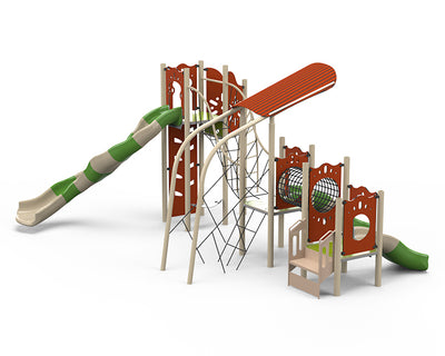 Psagot Playgrounds Wichita - integrated extreme play system with climbing and slides for ages 5-12