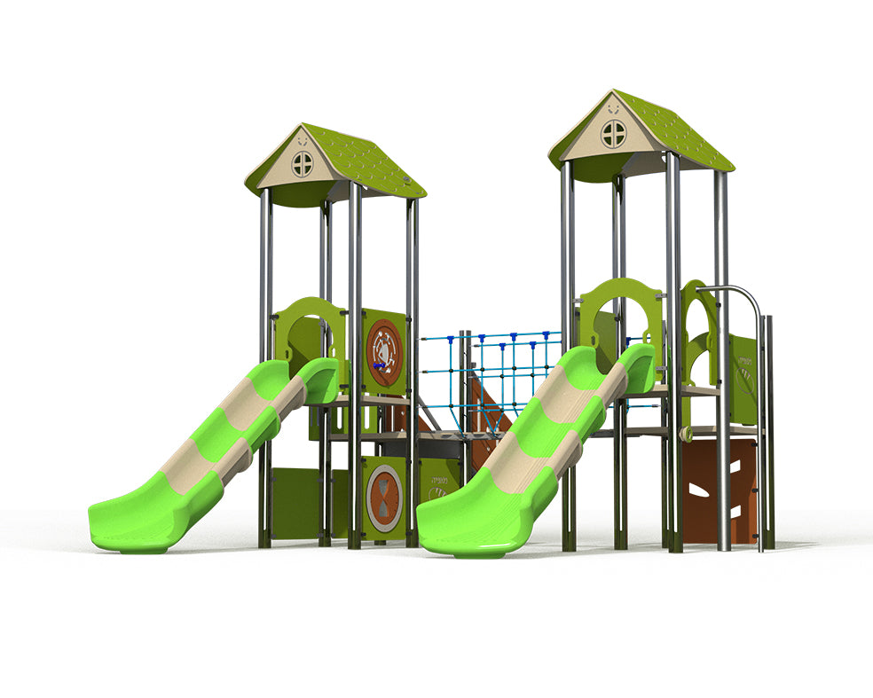 Psagot Playgrounds MontpelierB Commercial Playground - HDPE play system with slide and stairs and panel for ages 2-5