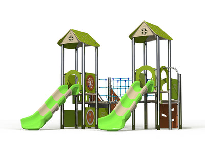 Psagot Playgrounds MontpelierB Commercial Playground - HDPE play system with slide and stairs and panel for ages 2-5