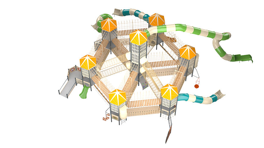 Psagot Playgrounds Washington B - fortress-themed play system with 9.5m tower for ages 5-12