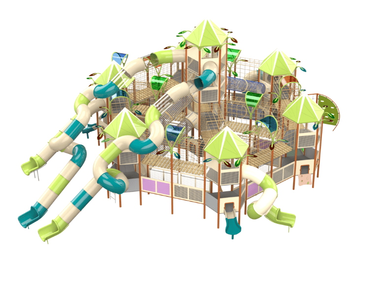 Psagot Playgrounds Washington C - fortress-themed system with hexagonal towers for ages 5-12