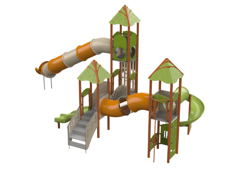 Psagot Playgrounds Chicago Commercial Playground - HDPE play system with climbing and rope for ages 5-12