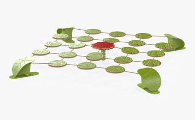 Psagot Playgrounds Lily Pad Spring - HDPE water lily play surface with cable carpet