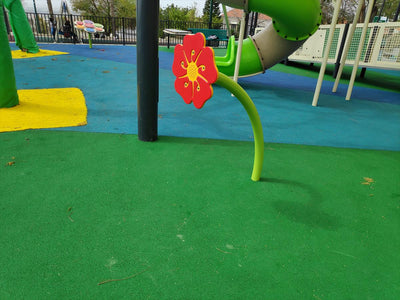 Psagot Playgrounds Flower Phone - children using flower speaking tubes