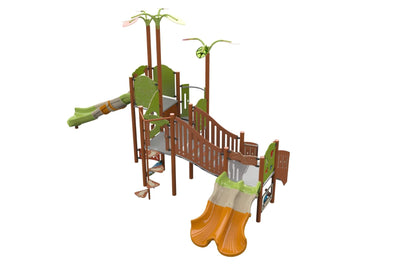 Psagot Playgrounds Jackson Commercial Playground - HDPE play system with slide and climbing and stairs for ages 2-12