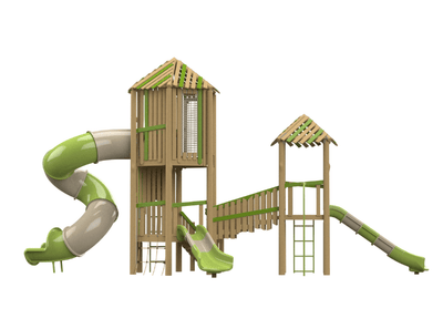 Psagot Playgrounds Fargo - detail of Robinia wood construction