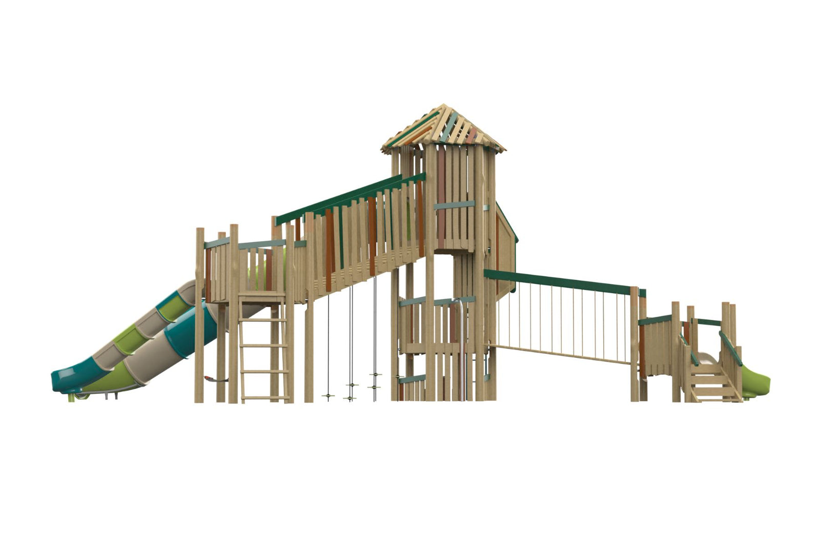 Psagot Playgrounds Skyland - Robinia wood play system with climbing and bridges for ages 5-12