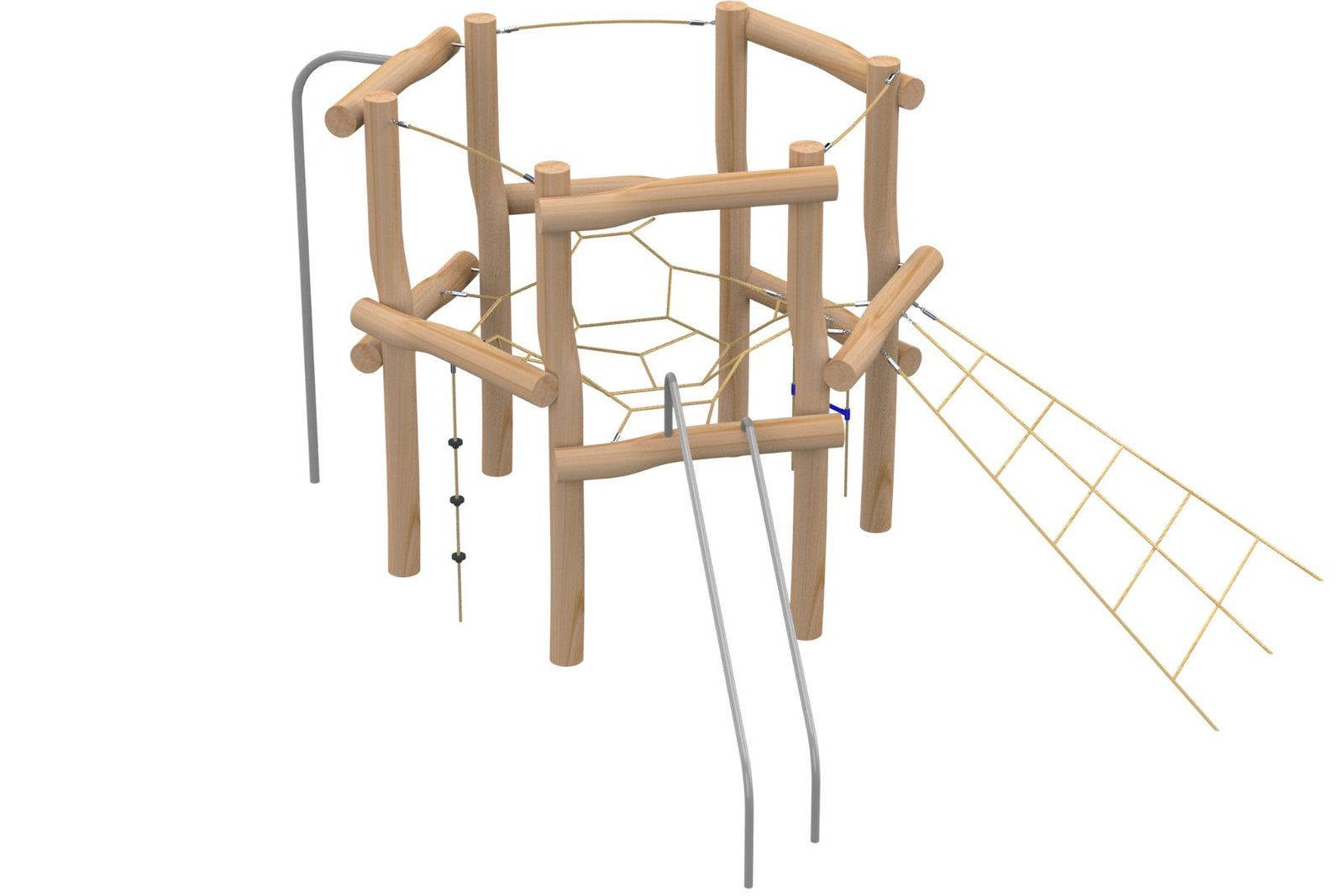 Psagot Playgrounds Robinia Wood Lungo - natural Robinia wood climbing structure with slide for ages 5-12