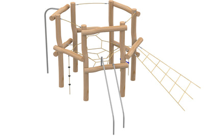 Psagot Playgrounds Robinia Wood Lungo - natural Robinia wood climbing structure with slide for ages 5-12