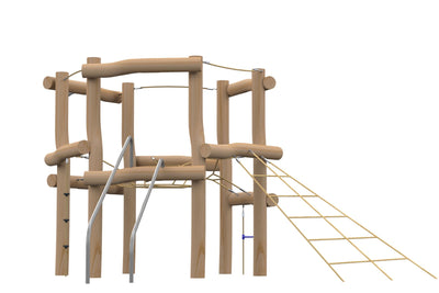 Psagot Playgrounds Robinia Wood Lungo - alternate angle showing rope nets