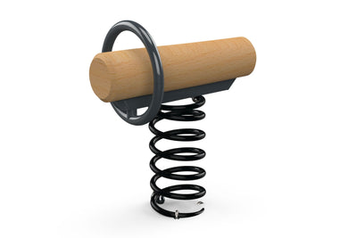 Psagot Playgrounds Log Spring Robinia - wood log and steel spring anchor detail