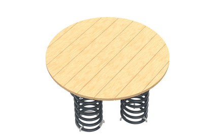 Psagot Playgrounds Mushroom Spring Robinia - natural wood cap and spiral spring detail