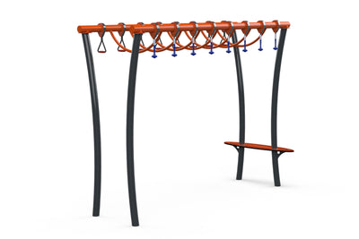 Psagot Playgrounds Ninja Hovering Hangars - triple-grip overhead obstacle with arched supports