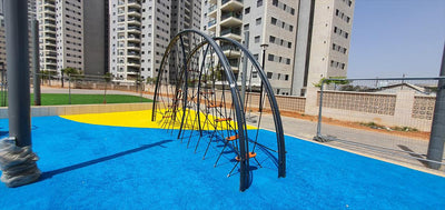 Psagot Playgrounds Ninja Swinging Bridge - steel frame and anchoring system