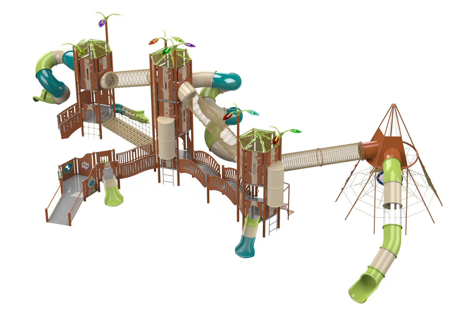 Psagot Playgrounds Metropolis Commercial Playground - HDPE play system with slide and climbing and ramp for ages 5-12