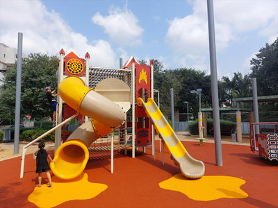 Psagot Playgrounds Fire Station Commercial Playground - Overhead layout view