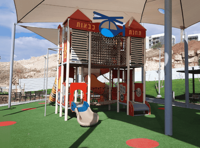 Psagot Playgrounds Fire Station Commercial Playground - Detail view of play elements