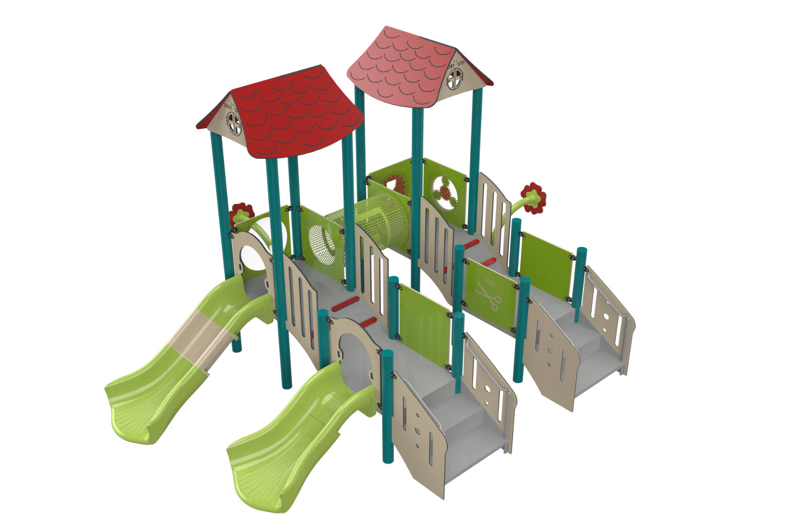 Psagot Playgrounds Helena Commercial Playground - HDPE play system with slide and climbing and stairs for ages 6-23 months