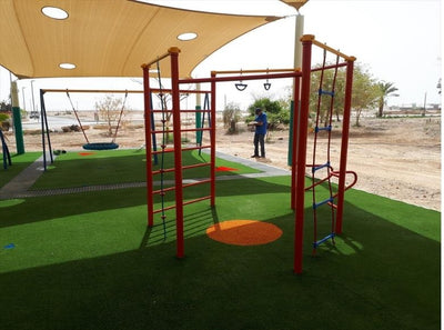 Psagot Playgrounds 6-Way Fitness - enclosed hexagonal structure overview