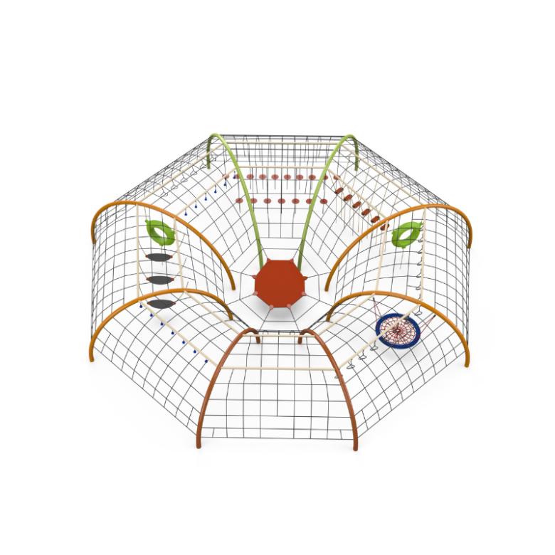 Psagot Playgrounds The Mississippi - hexagonal dome climbing structure with nets and cables for ages 5-12