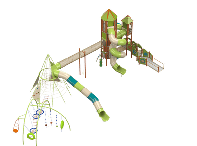 Psagot Playgrounds Oakland - multi-tower extreme play system with rope pyramid for ages 5-12