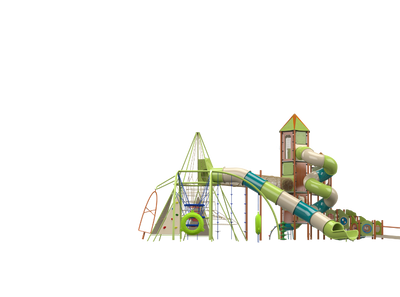 Psagot Playgrounds Oakland - alternate angle showing climbing towers and bridges