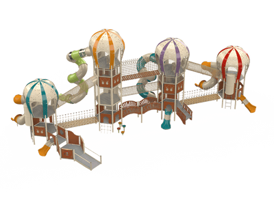 Psagot Playgrounds Balloons 4 - four balloon towers with bridges and tube slides for ages 5-12